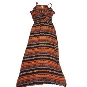 Parker Silk Chevron Maxi Dress Spaghetti Strap Size Small